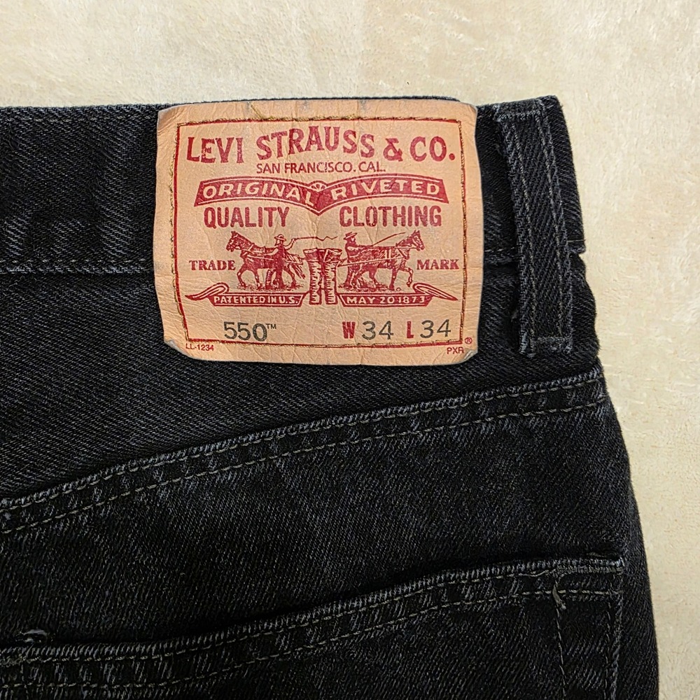 Vintage Levi's 550 Relaxed Fit Black Jeans Mens 34x34 Tapered Leg 00550-0260 Y2K - Picture 10 of 10